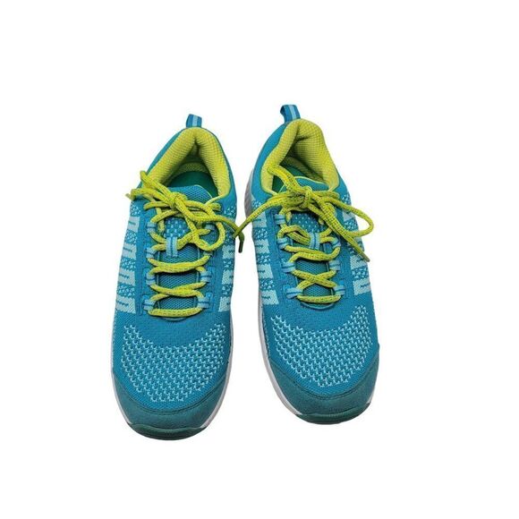 Orthofeet Athletic Shoes Sneakers 7.5 Manmade Upper Turquoise Lime Green Lace-Up - Picture 2 of 11